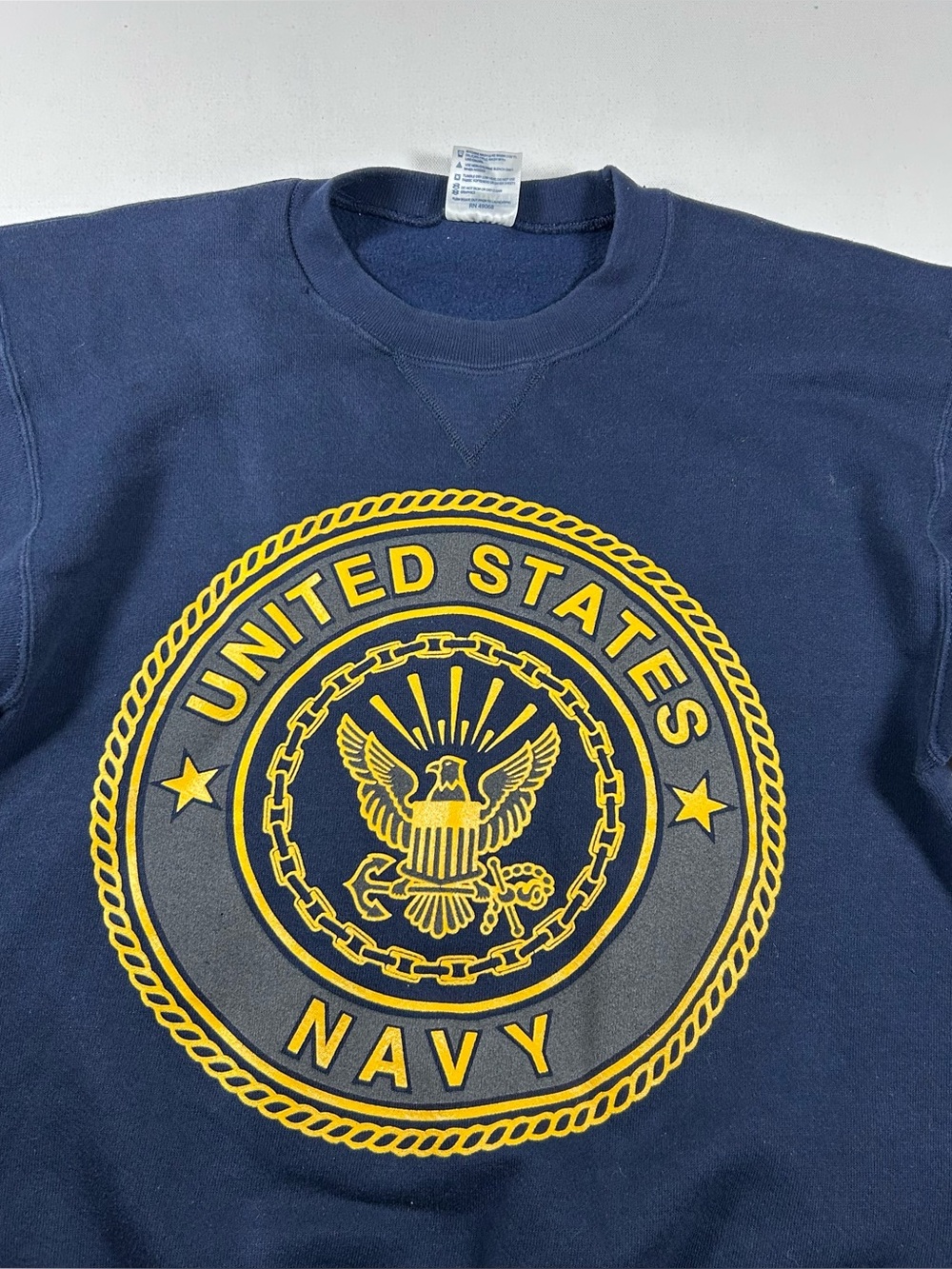 Vintage Y2K United States Navy Sweatshirt PT USN Crest Blue Mens Medium